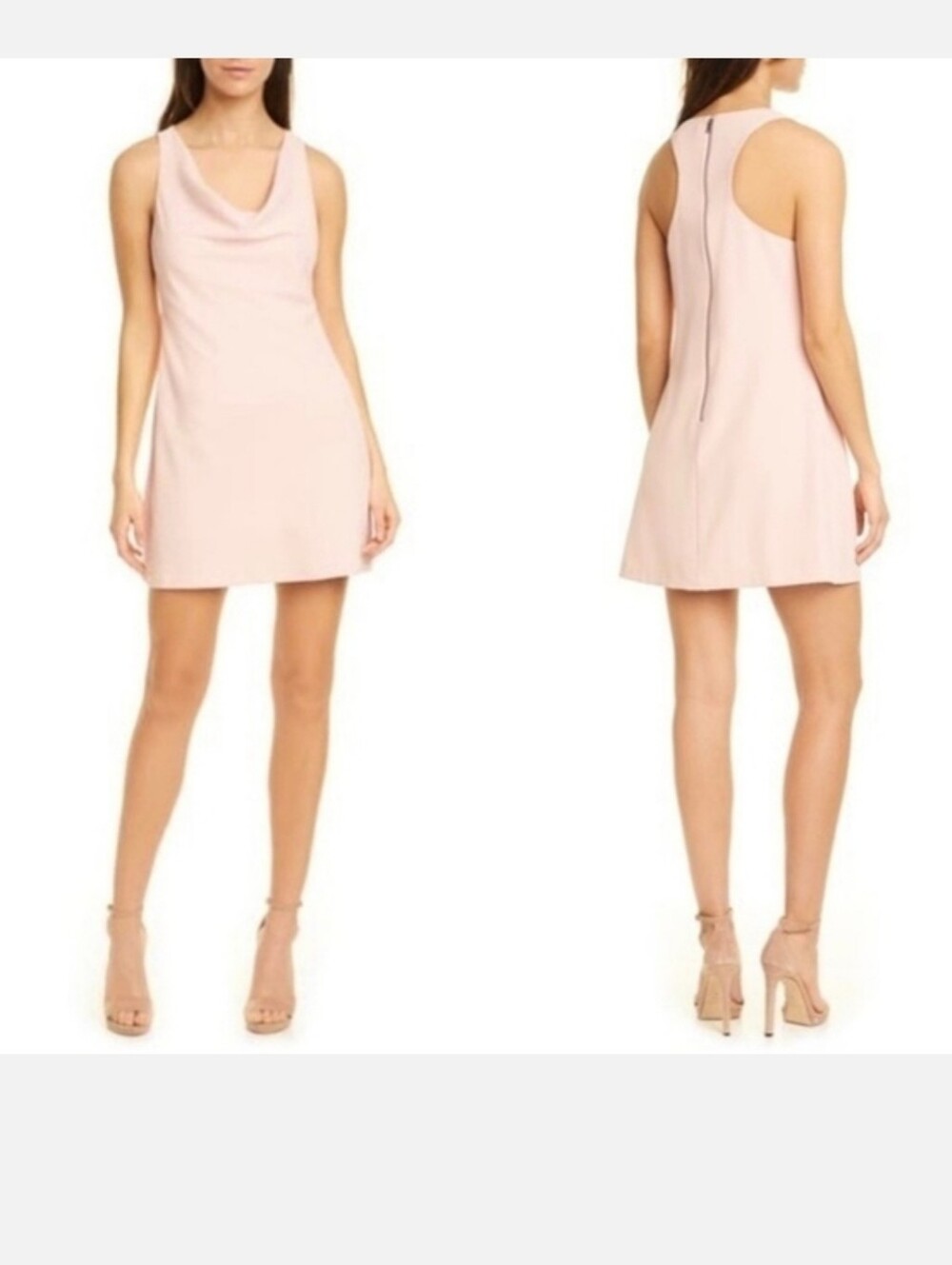 Alice + Olivia Harmony Racerback Cowl Neck A-Line Sleeveless Mini Dress Blush 2